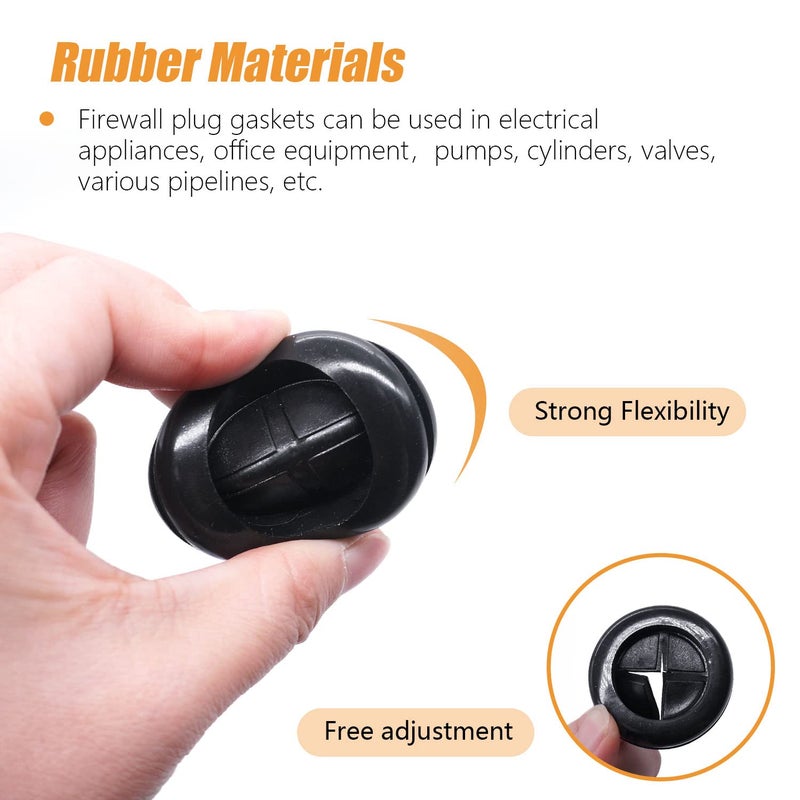 mankk 53Pcs Rubber Grommet Kit,6 Size (5/8" 13/16" 7/8" 1" 1-3/16" 1-1/2") Drill Hole Round Double Sided Rubber Hole Plug with Retractable Box Knife for Protecting Cable Wire M-119 - Image 5